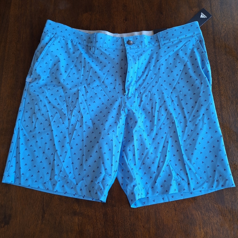 NEW Adidas Golf Badge of Sport Print Ultimate 365 Stretch Shorts Mens 38 Blue